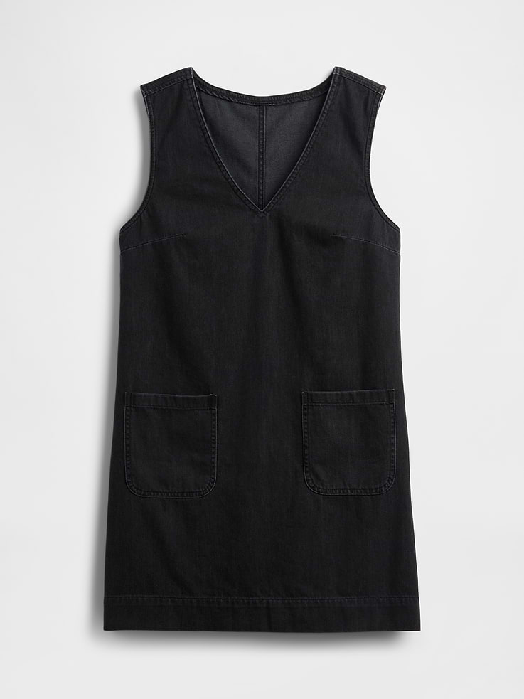 Image 6 of 6, Denim V-Neck Mini Dress