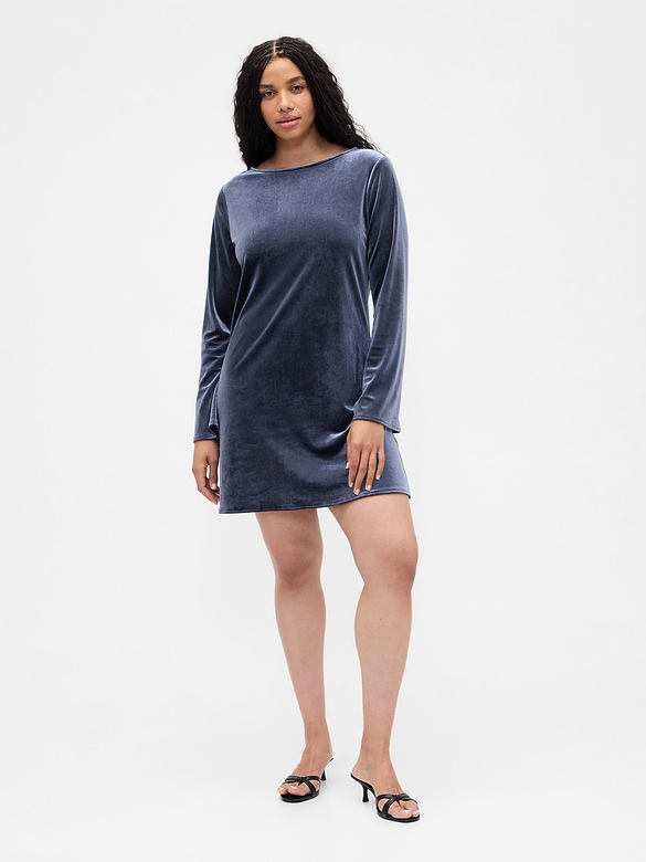 Satin Boatneck Mini Dress