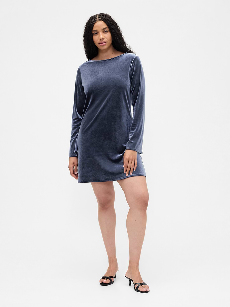 Image 4 of 6, Satin Boatneck Mini Dress