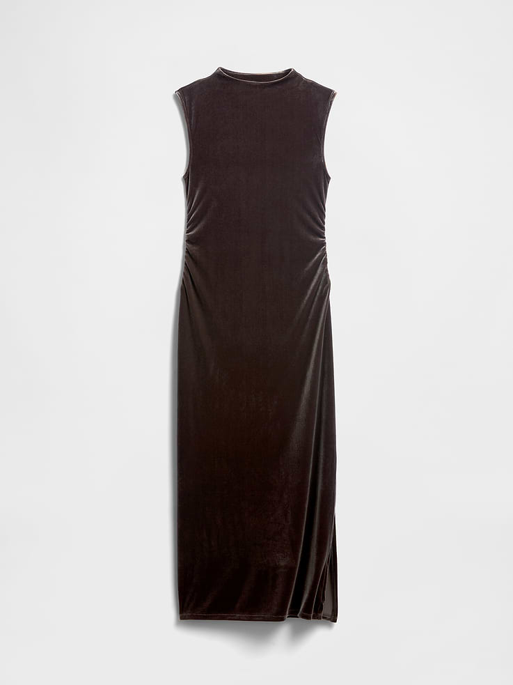 Image number 6 showing, Ruched Velvet Mockneck Midi Dress