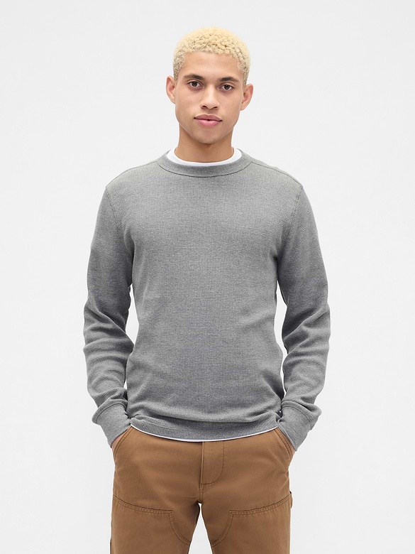 Waffle-Knit Crewneck T-Shirt