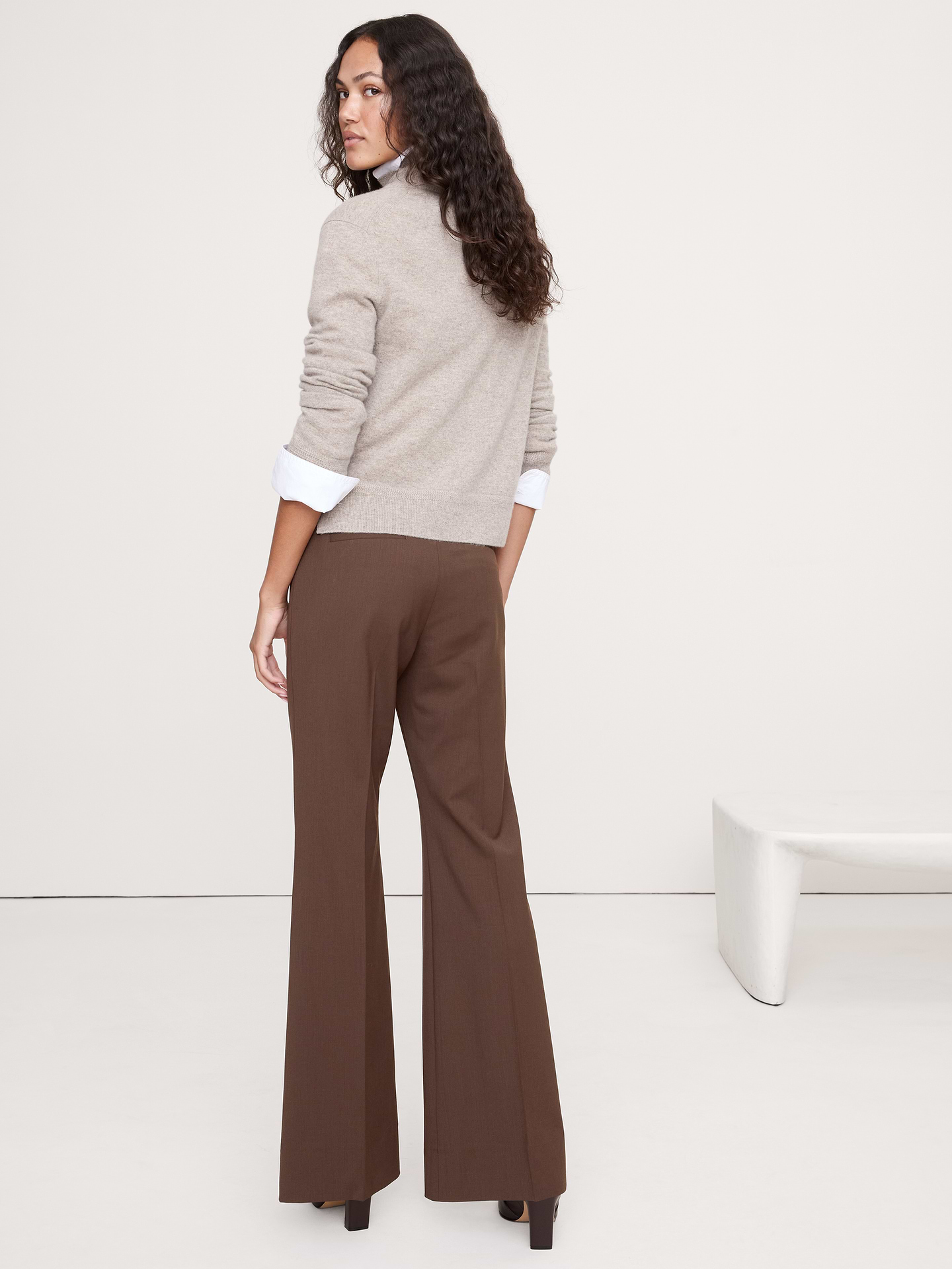 Image number 8 showing, Ultra High-Rise Flare Italian Lightweight Wool Pant
