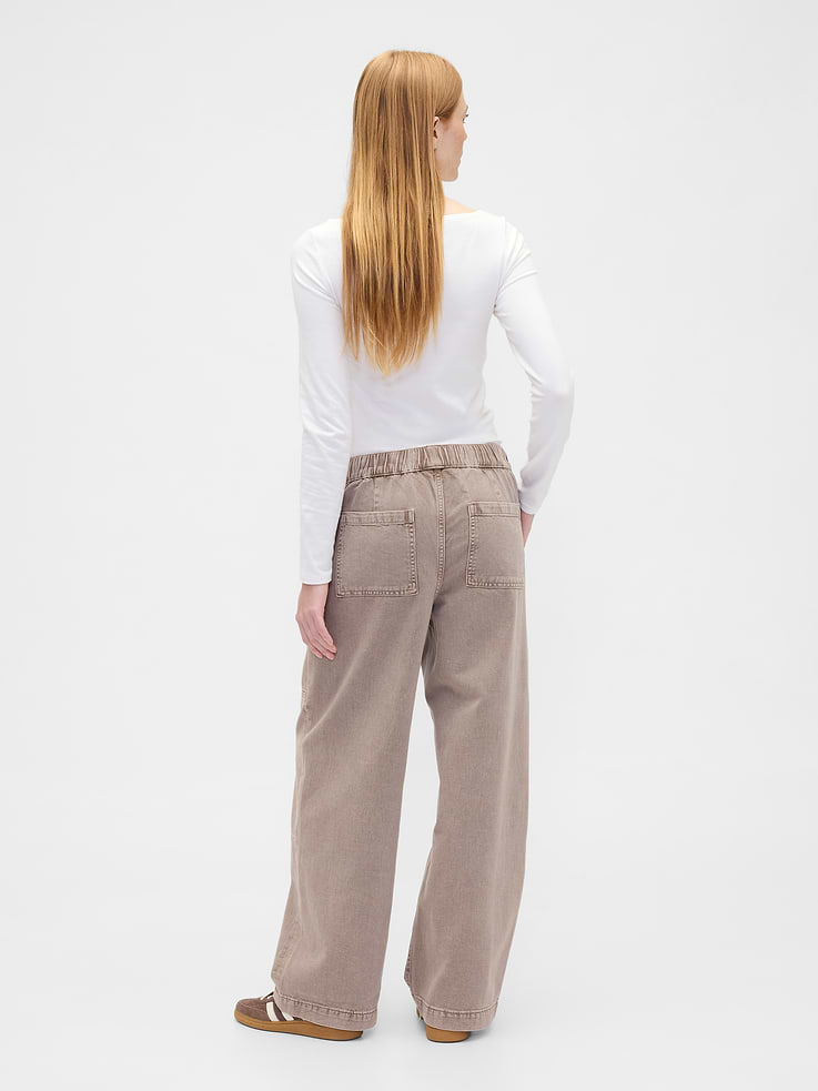 Image number 4 showing, High Rise Pull-On Wide-Leg Utility Jeans