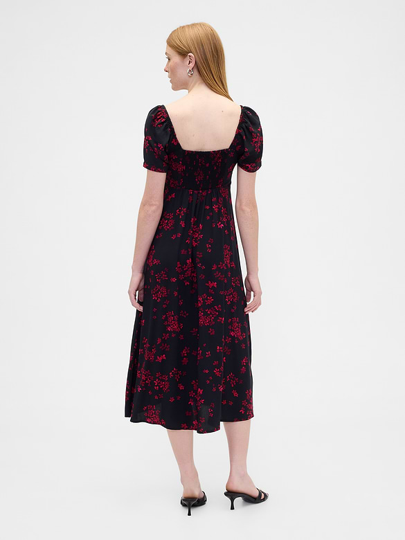 Puff Sleeve Midi Dress