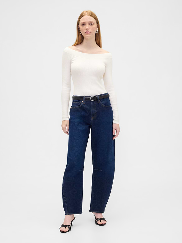 Ribbed Off-Shoulder Sweater