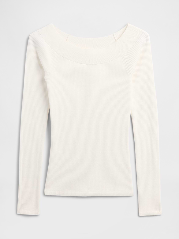 Ribbed Off-Shoulder Sweater