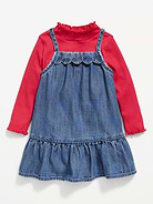 Image number 2 showing, Mock-Neck Ribbed T-Shirt and Tiered Chambray Dress Set for Baby