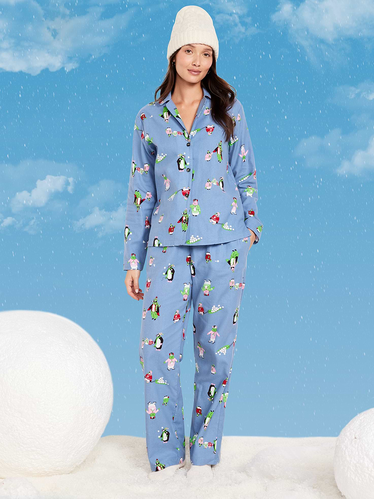 Image number 1 showing, Printed Flannel Pajama Pant Set for Women