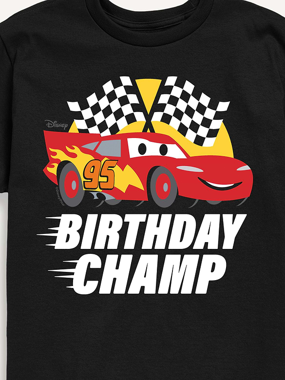 Disney Cars Lightning Mcqueen Birthday Champ Short Sleeve T-Shirt For Toddler