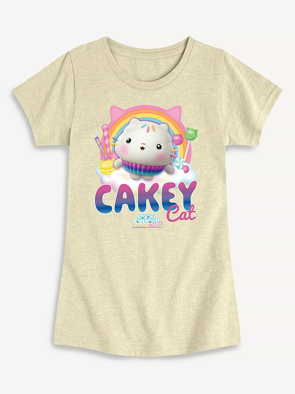 Gabbys Dollhouse Cakey Cat Tee Fitted Short Sleeve T-Shirt For Toddler