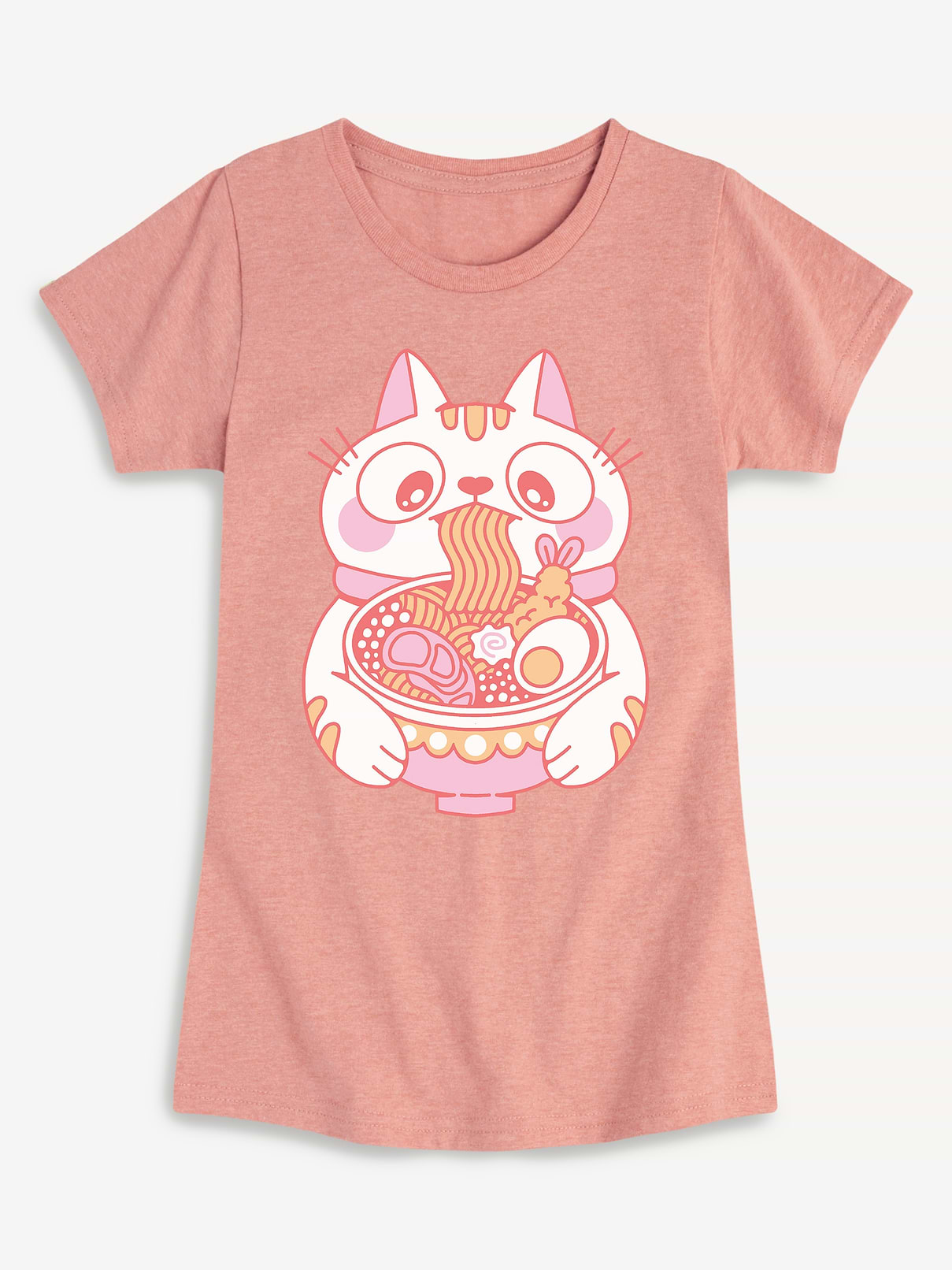 Image number 1 showing, Ramen Cat Fitted Short Sleeve T-Shirt For Girls