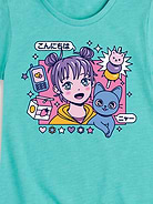Image number 2 showing, Anime Girl And Cat Fitted Short Sleeve T-Shirt For Girls