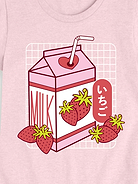Image number 2 showing, Kawaii Strawberry Milk Fitted Short Sleeve T-Shirt For Girls