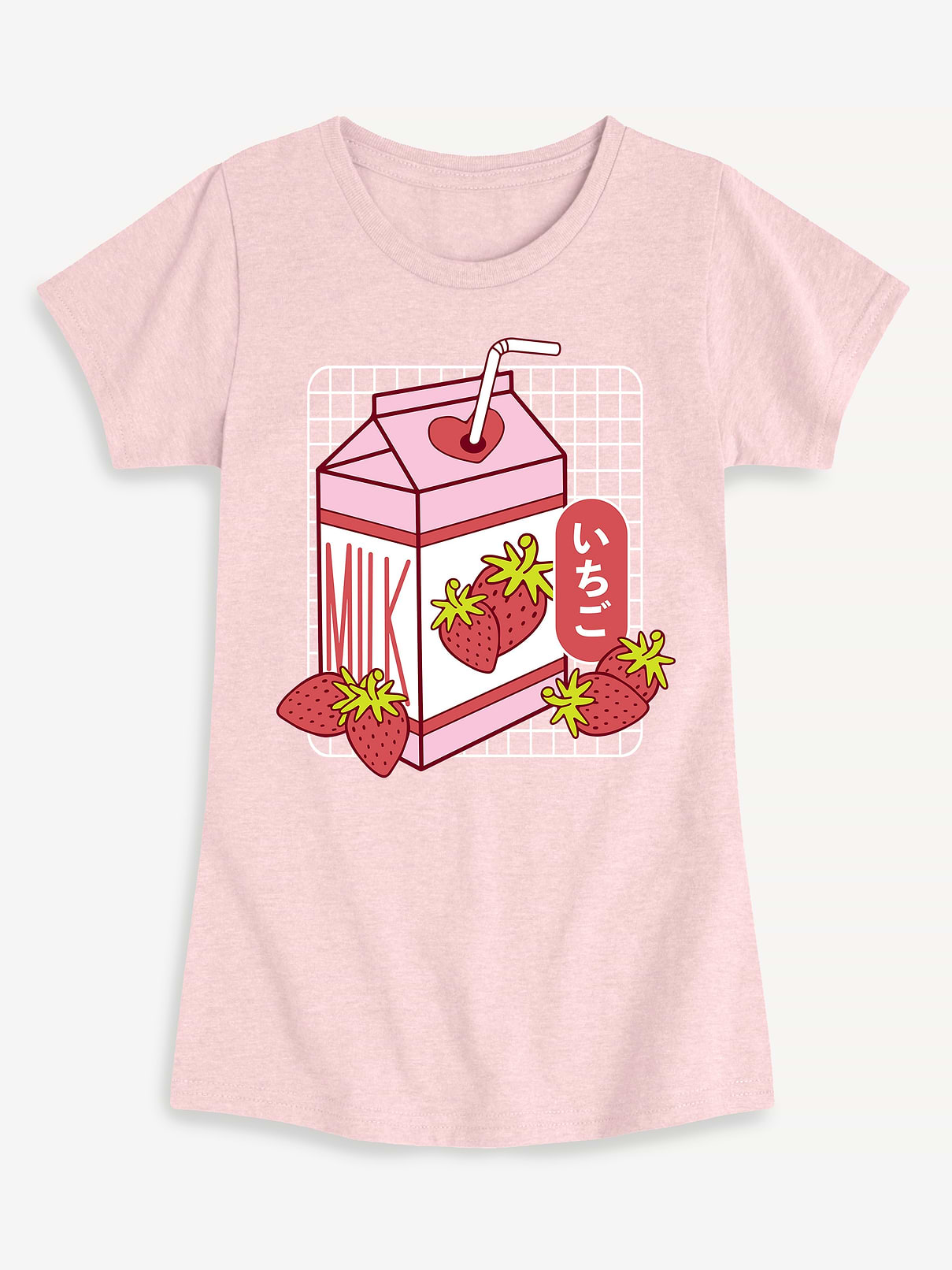 Image number 1 showing, Kawaii Strawberry Milk Fitted Short Sleeve T-Shirt For Girls