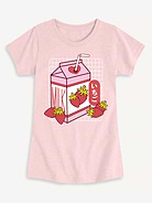 Image number 1 showing, Kawaii Strawberry Milk Fitted Short Sleeve T-Shirt For Girls