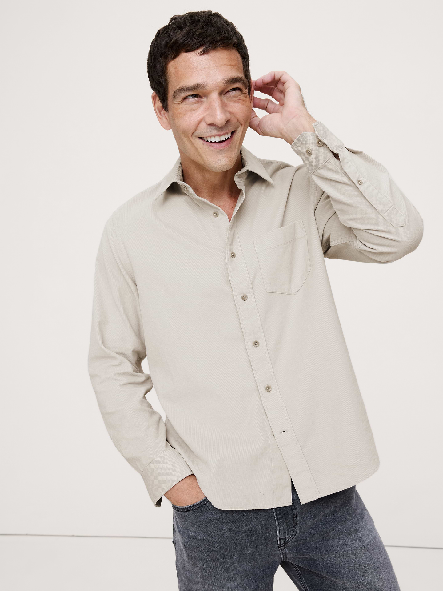 Image number 1 showing, Standard-Fit Lightweight Corduroy Shirt