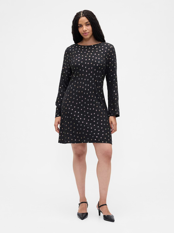 Satin Boatneck Mini Dress