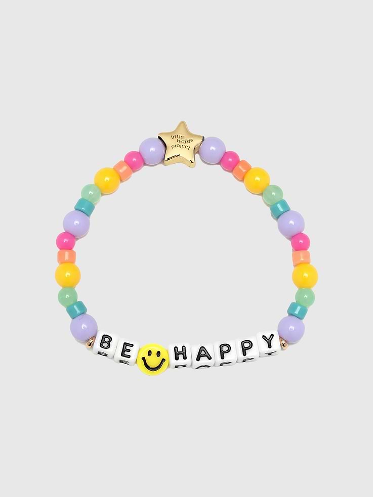 Image 1 of 2, Smiles come standard with this cheery yellow-beaded bracelet., Featuring a tiny happy face and pastel charm beads, it’s basically sunshine for your wrist., Made to remind you that joy is always within reach.
