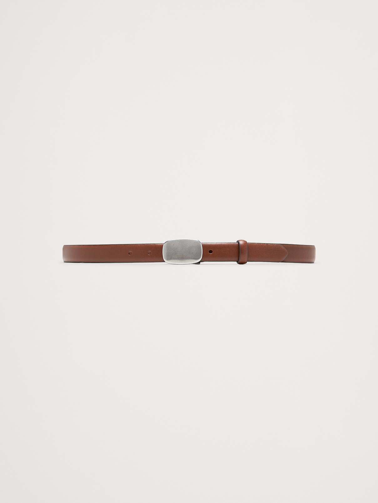 Leather Plaque-Buckle Belt