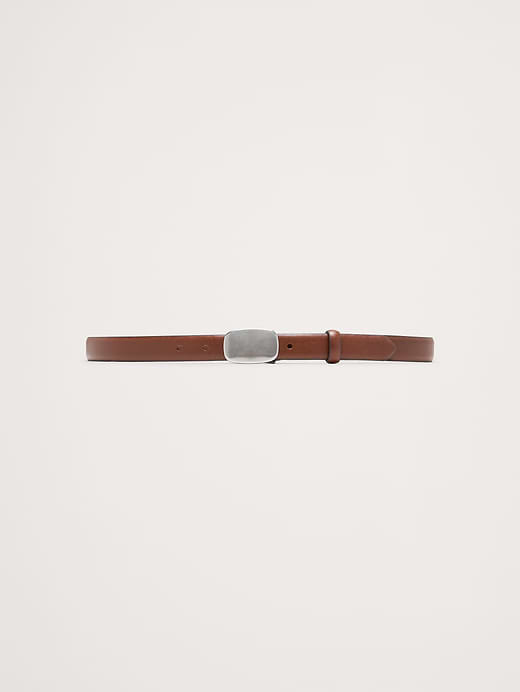 Leather Plaque-Buckle Belt
