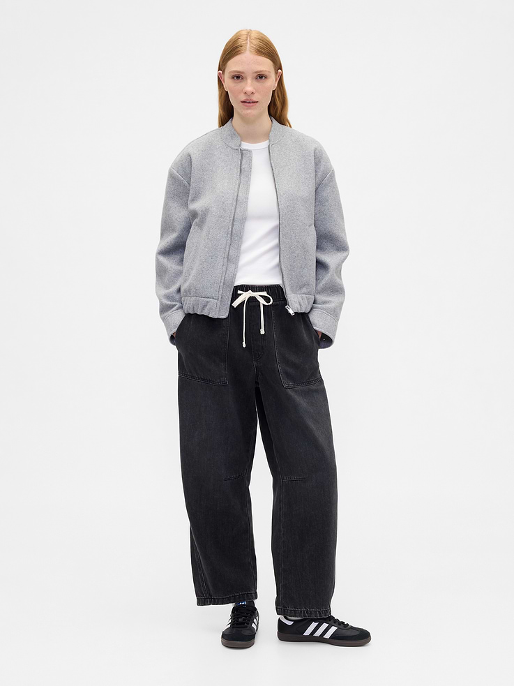 Image number 1 showing, Mid Rise SuperSoft Pull-On Barrel Jeans