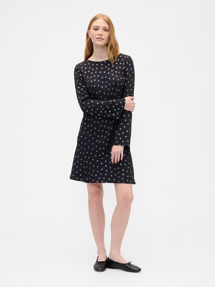 Image number 1 showing, Satin Boatneck Mini Dress