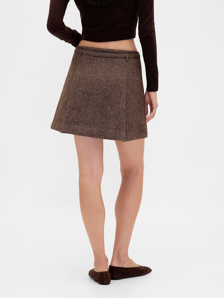 Image number 2 showing, Wool-Blend Pleated Mini Skort