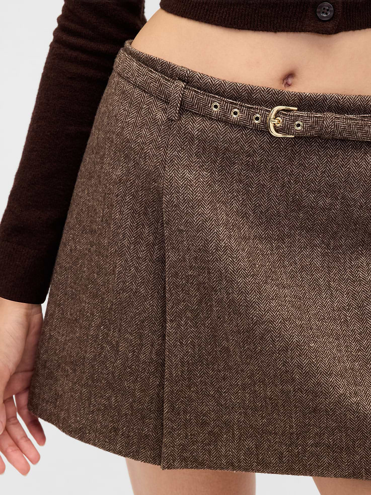 Image number 4 showing, Wool-Blend Pleated Mini Skort
