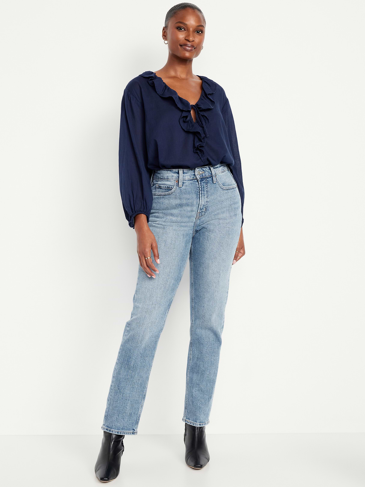 Curvy Extra High-Waisted Straight Jeans - Celine by Old Navy