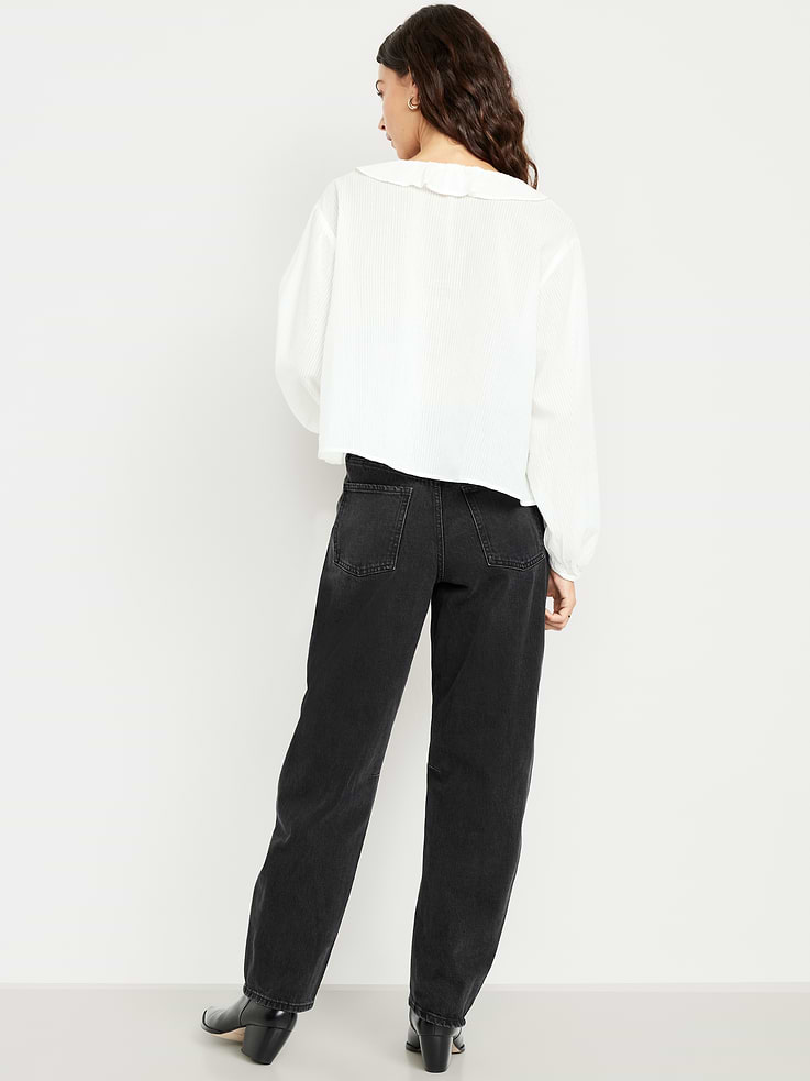 Image number 3 showing, High-Waisted Barrel Jeans