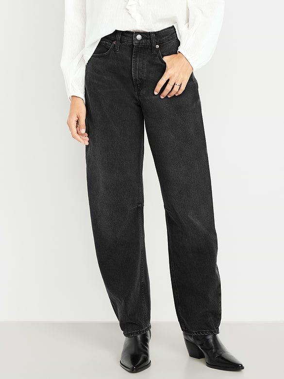 High-Waisted Baggy Barrel Jeans