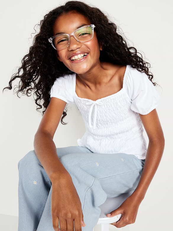High-Waisted Embroidered Baggy Wide-Leg Jeans for Girls
