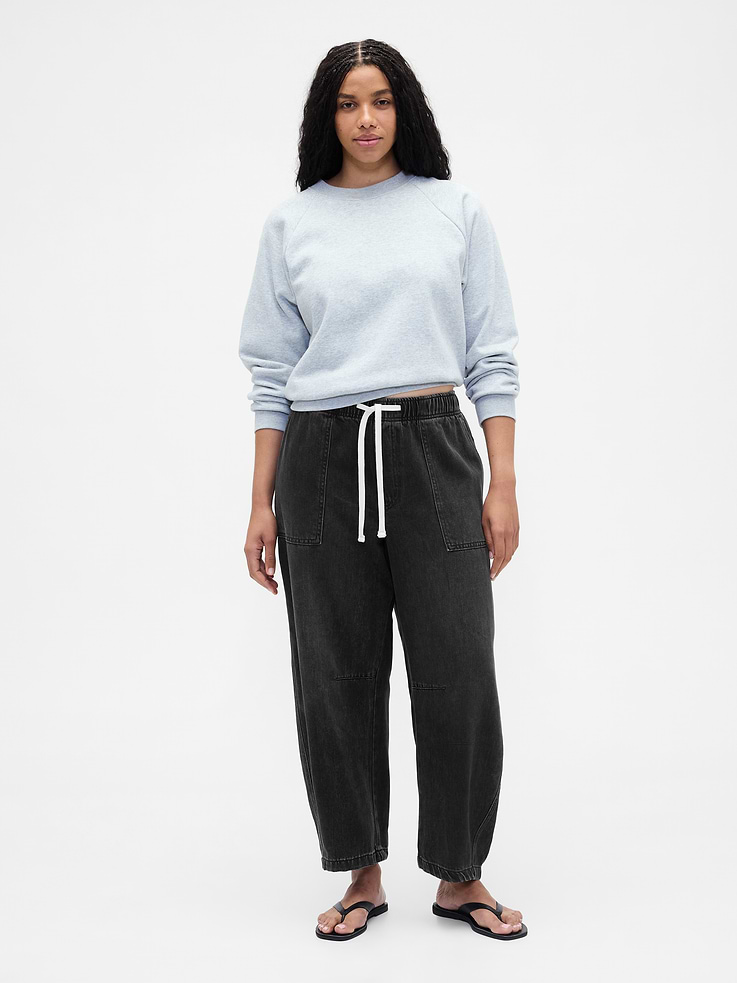 Image number 5 showing, Mid Rise SuperSoft Pull-On Barrel Jeans