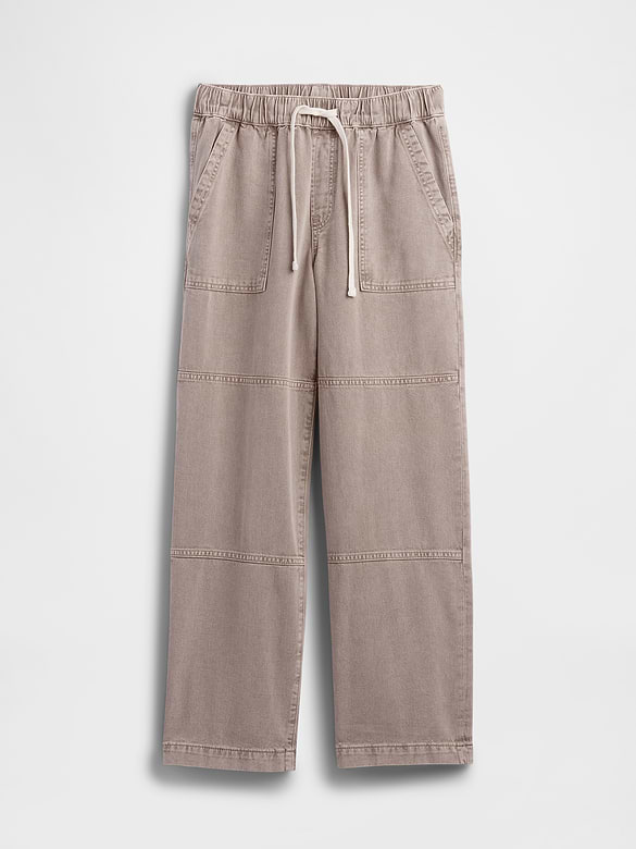 High Rise Pull-On Wide-Leg Utility Jeans