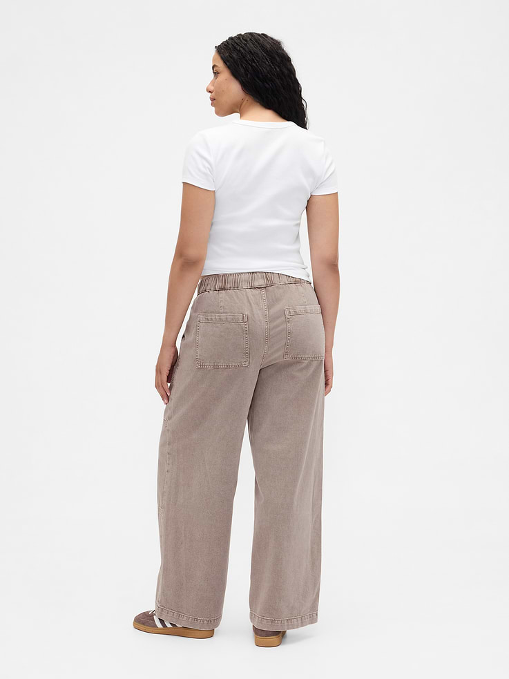 Image number 6 showing, High Rise Pull-On Wide-Leg Utility Jeans