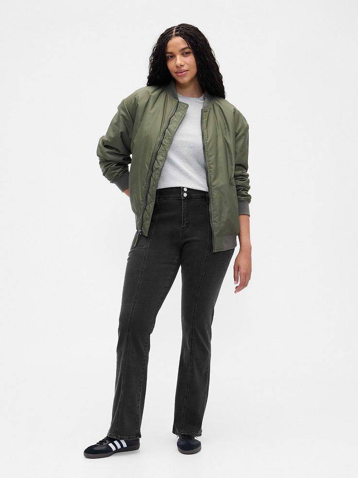 Image 5 of 7, Mid Rise Universal Seamed Baby Boot Jeans
