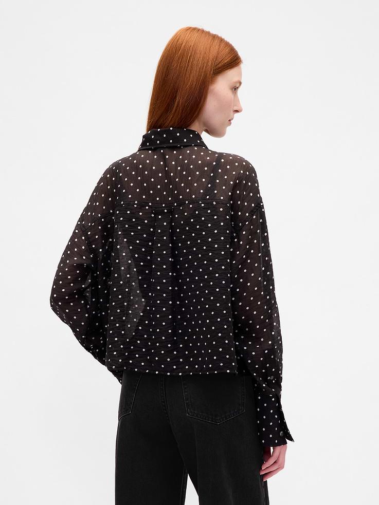 L'image numéro 3 présente Chemise courte transparente à ourlet droit