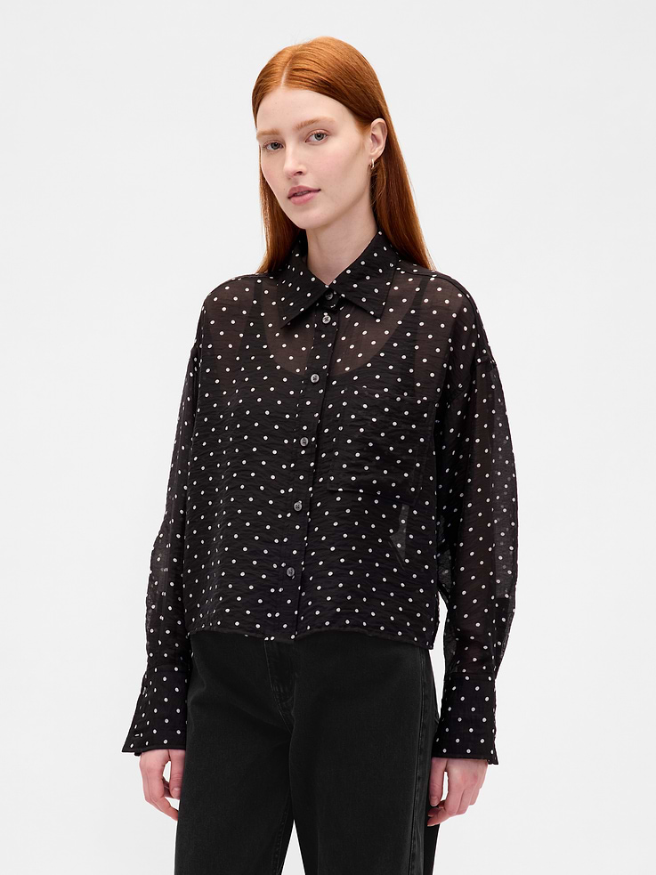 L'image numéro 1 présente Chemise courte transparente à ourlet droit