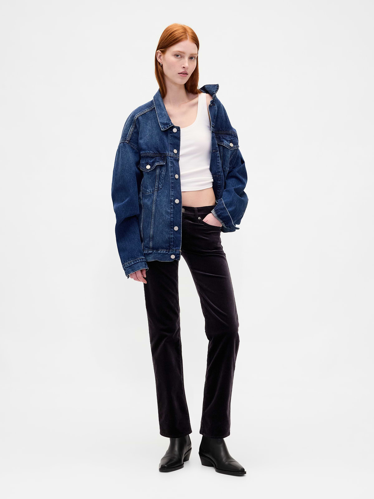 Low Rise Velvet '90s Slim Straight Pants
