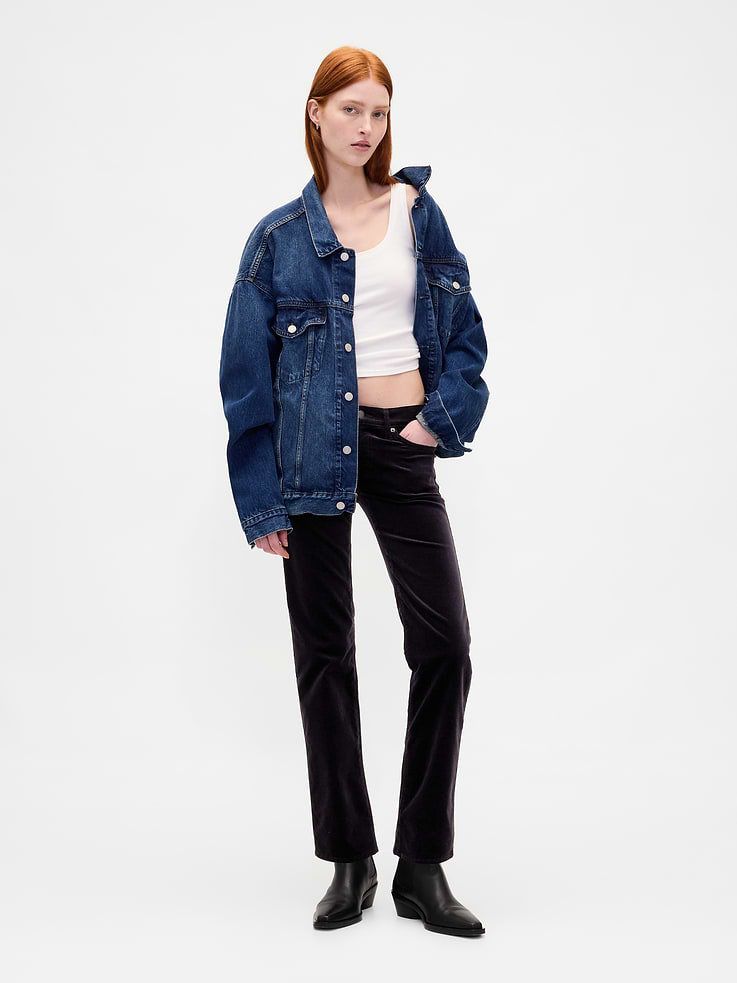 Image number 1 showing, Low Rise Velvet '90s Slim Straight Pants