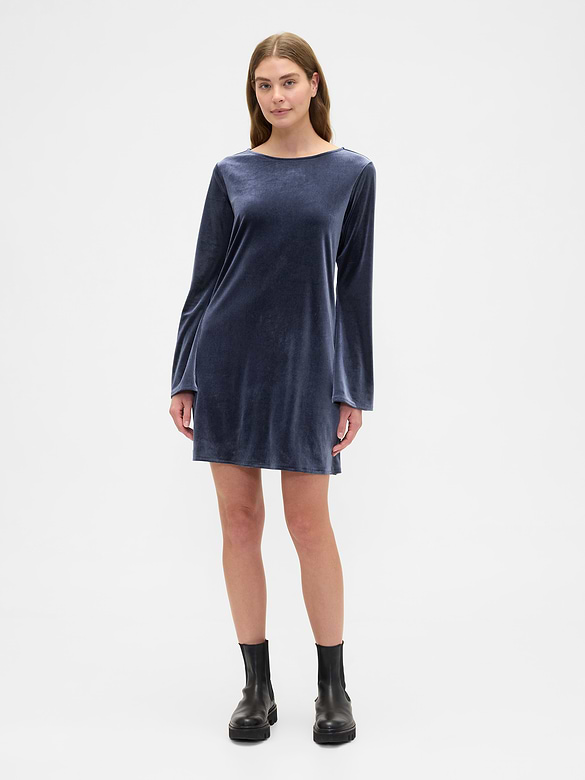 Satin Boatneck Mini Dress