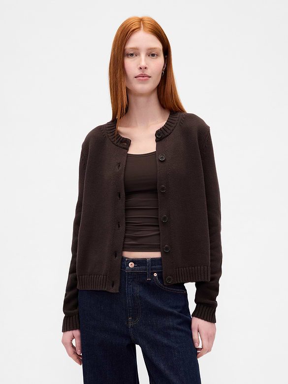 100% Cotton Crewneck Cardigan