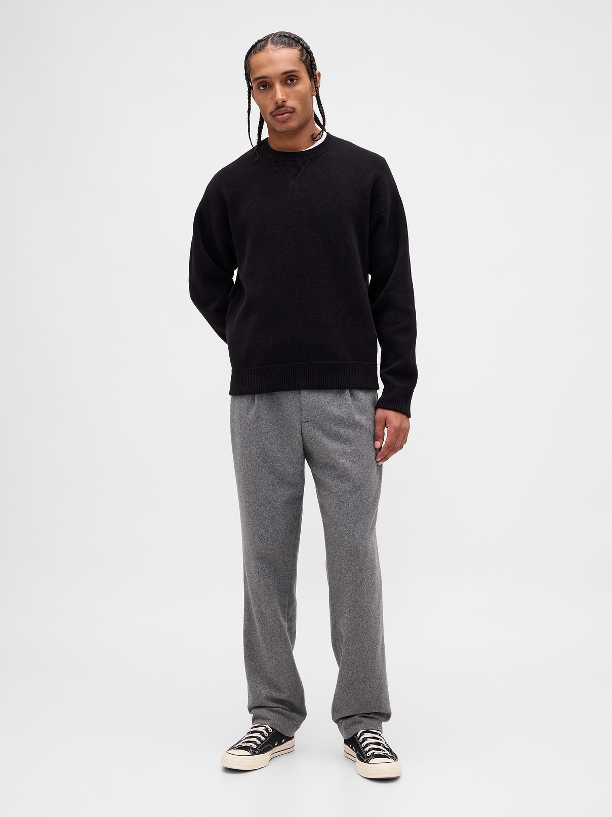Wool-Blend Relaxed Straight Trousers