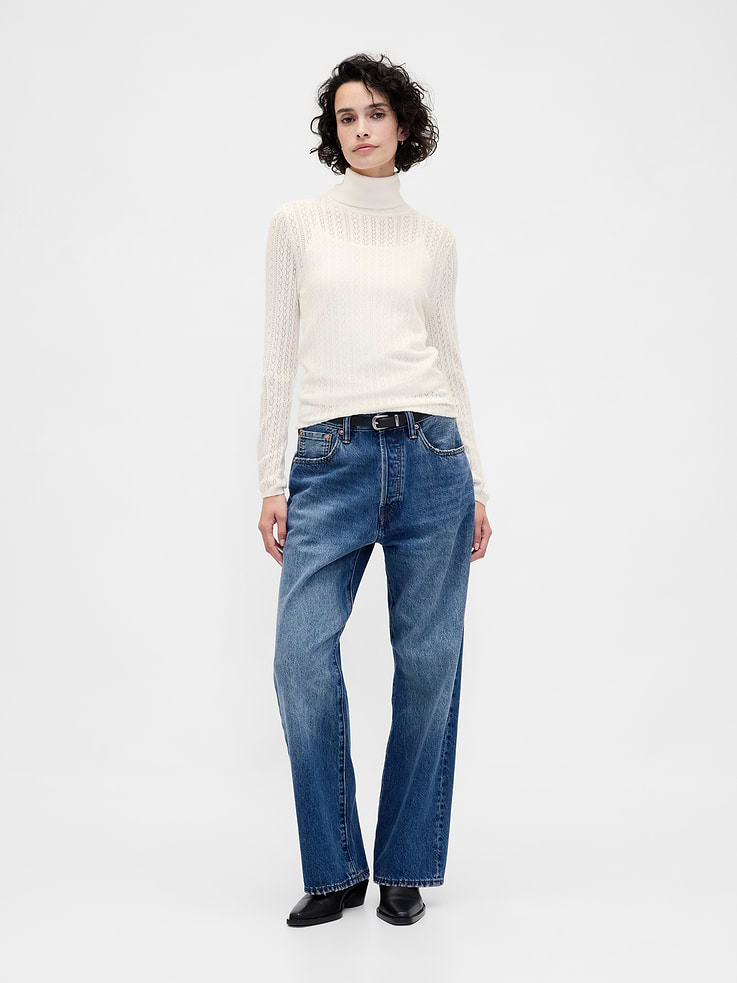 Image number 2 showing, Pointelle Turtleneck Sweater