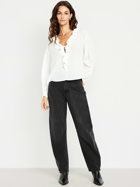 High-Waisted Baggy Barrel Jeans
