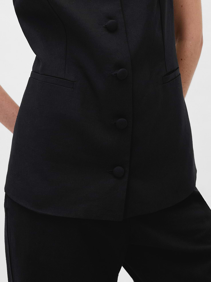 Image number 4 showing, Linen-Blend Tie-Back Longline Vest