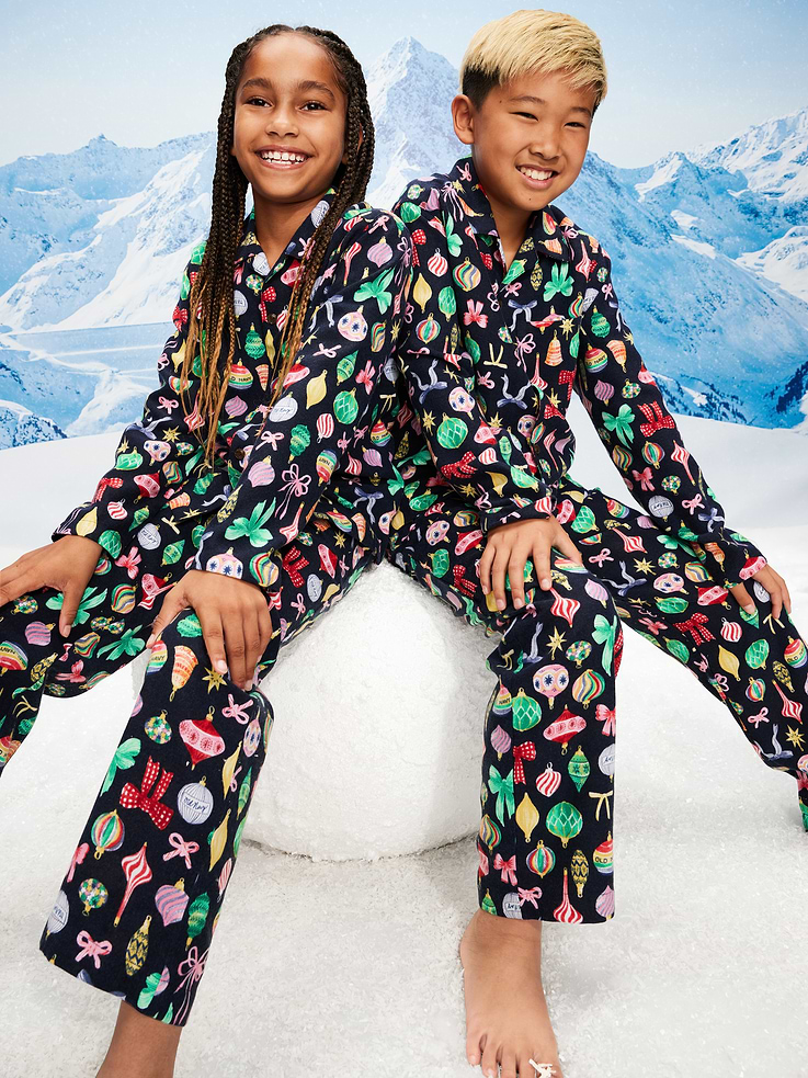 Image number 1 showing, Printed Gender-Neutral Button-Front Pajama Set for Kids