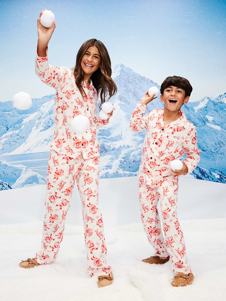 Image number 1 showing, Printed Gender-Neutral Button-Front Pajama Set for Kids