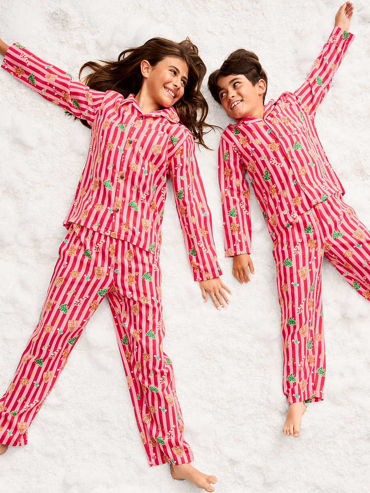 Image number 1 showing, Printed Gender-Neutral Button-Front Pajama Set for Kids