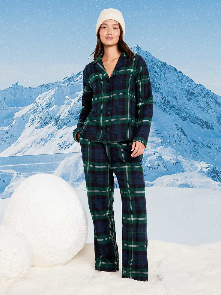 Image number 1 showing, Plaid Flannel Pajama Pant Set for Women